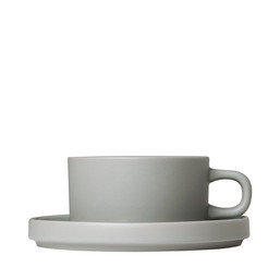 Hrnek na čaj s podšálkem PILAR Mirage Grey 2 ks