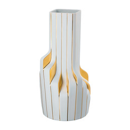 Váza Strip bílá pozlacená 40 cm